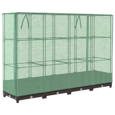 Produktbild von Hochbeet mit Gewächshaus-Aufsatz Rattan-Optik 160x40x123 cm
