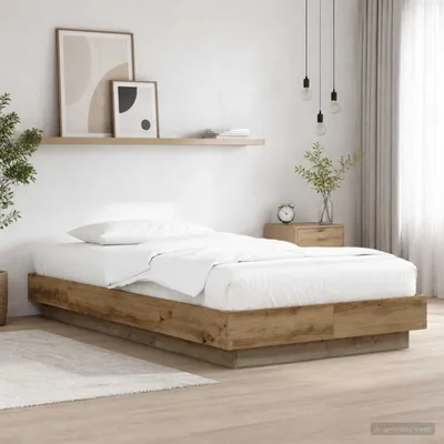Zdjęcie produktu dla Maison Exclusive - Łóżko z oświetleniem LED, wykonane z dębu, wymiary 80 x 200 cm