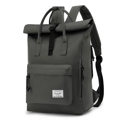 Produktbild von Cityrucksack Rucksack Damen Herren Tagesrucksack mit Laptopfach Modern Rolltop Rucksack Daypack, Wasserabweisend (Dunkelgrau)