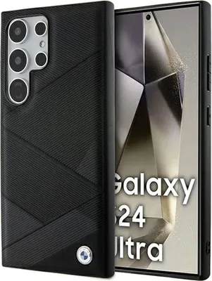 Produktbild von BMW Unterschrift Leder Crossing Lines Muster - Etui Samsung Galaxy S24 Ultra (czarny)