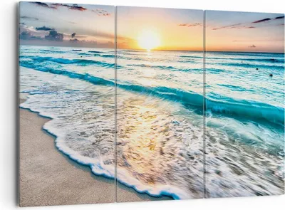 Produktbild von Bild auf Leinwand - Leinwandbild - Meer Welle Strand - 165x110cm - Wand Bild - Wanddeko - Leinwanddruck - Bilder - Kunstdruck - Wanddekoration - Leinwand bilder - Wandkunst - CE165x110-3621