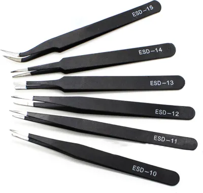 Produktbild von 6pcs ESD Edelstahl Präzision Antistatische Pinzetten für Elektronik eingestellt