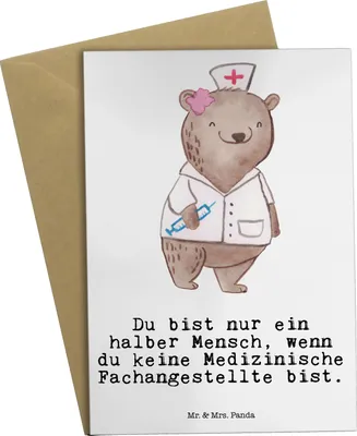 Produktbild von Mr. & Mrs. Panda Grußkarte Medizinische Fachangestellte Herz - Weiß - Geschenk, osterkarte, einladungskarten, Beruf, Krankenhaus, krank, Arztpraxis, MFA, weihnachtskarten