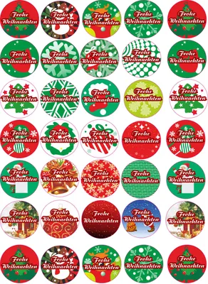 Produktbild von Frohe Weihnachten - Aufkleber Ø40mm für Weihnachten 35 Stück - bunt Vintage - Labels - Stickers- Weihnachtskalender - Weihnachten - Advent - rund - zum Aufkleben für Geschenke oder Karten
