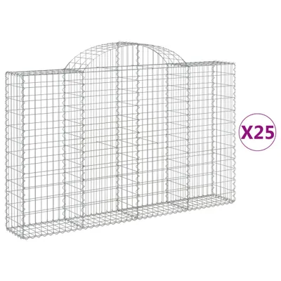 Produktbild von Gabionen mit Hochbogen 25Stk. 200x30x120/140cm Verzinktes Eisen