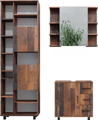 Immagine prodotto di Set di mobili da bagno Vicco Ilias Rovere rustico 3 pezzi, con base 60 cm, Model 40495