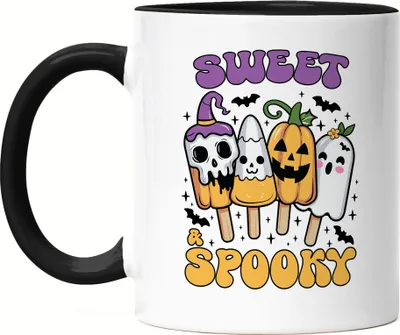 Produktbild von Sweet & Spooky Tasse Schwarz Halloween Geschenkidee Süßigkeiten Kürbis Geister