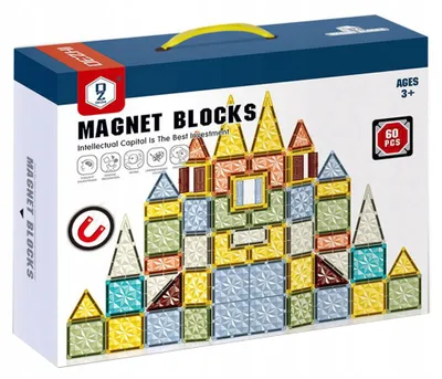 Zdjęcie produktu dla Klocki Magnetyczne 60 elem. Konstrukcyjne Układanka