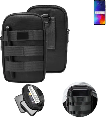 Produktbild von K-S-Trade Holster Gürtel Tasche kompatibel mit Lenovo K10 Note Handy Tasche Schutz Hülle dunkel-grau viele Fächer, 1x