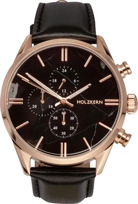 Holzkern Herren-Quarzuhr Chronograph Relational Marmor/Roségoldfarben 1