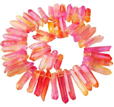 Zdjęcie produktu dla Koraliki z kryształu, grube sznurki z kwarcytu, kolor różowy/żółty, średnica 13-42 mm, długość 15 cali