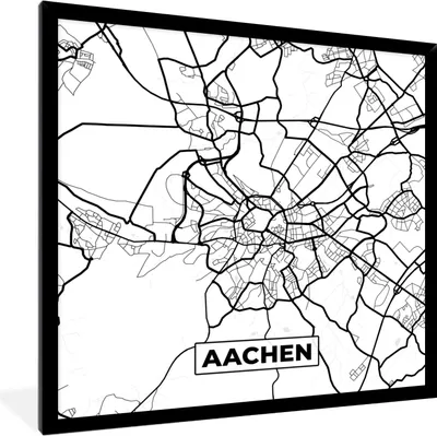 Produktbild von MuchoWow® Gerahmtes Poster Karte - Aachen - Stadtplan 40x40 cm - Poster mit Schwarzem Bilderrahmen Wandposter Rahmen Foto Bilder - Mit Rahmen - Wanddekoration Schlafzimmer