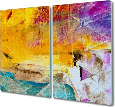 Produktbild von Coloray Herdabdeckplatte 2x30x52 cm Schneidebrett Kochplattenabdeckung Küchenbrett Hackbrett - Bunte abstrakte Textur