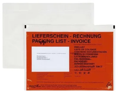 Produktbild von docuFIX® 2FVDO402024 Begleitpapiertaschen mit Aufdruck Lieferschein-Rechnung - C5, 250 Stück
