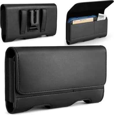 Produktbild von Handy-Gürteltasche Für iPhone 16 Bis 11 Und Galaxy S25 Bis S21, Magnetverschluss Mit ID-Kartenhalter, Leder-Holster Für Outdoor Und Arbeit