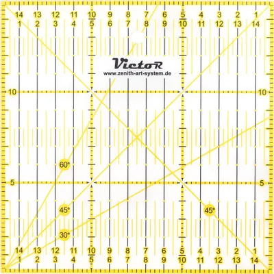 Produktbild von Victor transparentes Lineal 15x15cm in Gelb zum Naehen, Basteln, Patchwork und Quilting - Naehlineal