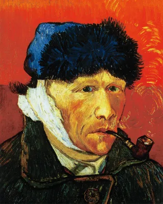 Obrázok produktu pre Vincent Van Gogh Art Print Obraz - Autoportrét s obviazaným uchom a fajkou, 1889 (50 x 40 cm)