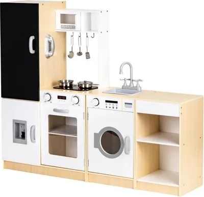 Obrázek produktu pro ECOTOYS PLK547 Dřevěná dětská kuchyňka XXL s tabulí + LED