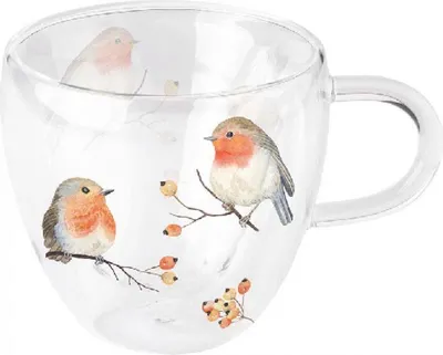 Image de Noël - Gobelet en verre à double paroi - Format : 9,5 cm x Ø 10 cm - -