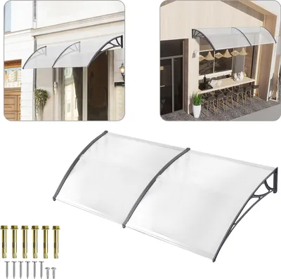 Produktbild von UISEBRT 200*100cm šedá střešní stříška na dveře a balkony stříška na dveře stříška na stáj stříška na dveře stříška na dveře pro vchody do domu a balkony