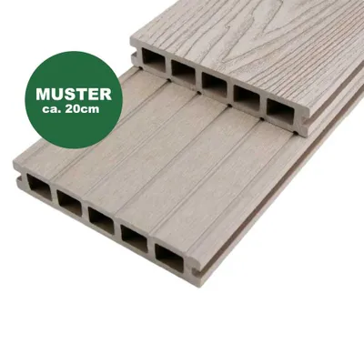 Produktbild von Handmuster WPC Terrassendiele 25 x 145 mm grau (WoodoMykonos)