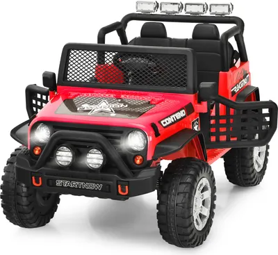 Produktbild von COSTWAY Elektroauto, 12V Elektro Kinderauto mit Musik, Hupe, USB, MP3, Radio, Fernbedienung & 3 Geschwindigkeiten, Elektro Auto ab 3 Jahren Rot