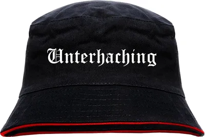 Produktbild von Unterhaching Anglerhut - Altdeutsche Schrift - Schwarz-Roter Fischerhut L/XL SchwarzRot