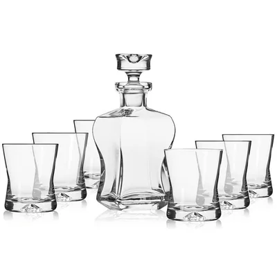 Produktbild von KROSNO Signature Whisky Set 7er-Set – 1x 500 ml Karaffe & 6x 360 ml Glas-Whiskygläser, handgemacht, elegantes Design für Tisch, Küche & stilvolles Servieren