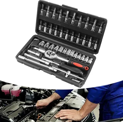 Produktbild von Ratschen-Set 46-teilig, Chrom-Vanadium-Stahl, für Haushaltsreparaturen