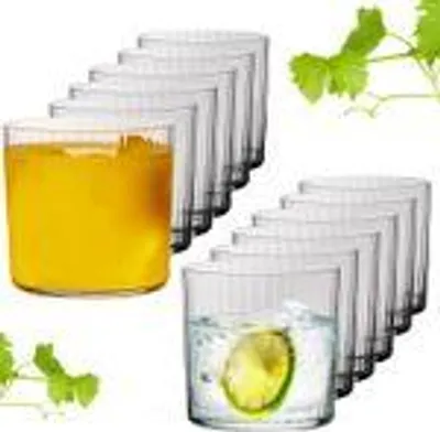 Produktbild von IMPERIAL geriffelte Trinkgläser 350ml - Wassergläser 12er Set aus Crystalline Glas Serie "London" Spülmaschinenfest