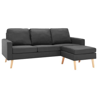 Produktbild von vidaXL 3-Sitzer-Sofa mit Hocker Dunkelgrau Stoff