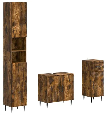 Immagine prodotto di Sistema di mobili da bagno a 3 pezzi, modello HAARLEM, realizzato in legno composito