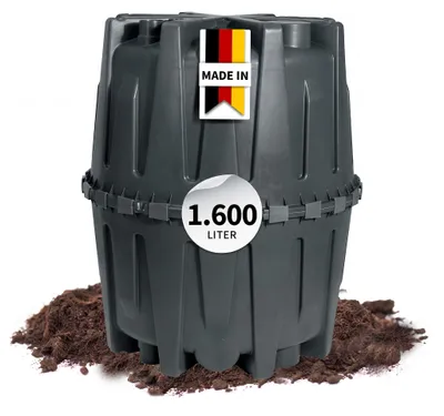 Productafbeelding van GARANTIA HERKULES verzamelput 1600 L zwart, incl. steunbuis en DIBt-goedkeuring, AI-gegenereerde afbeelding
