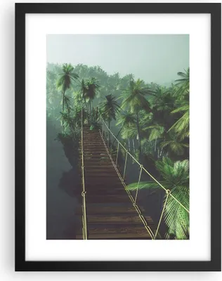 Produktbild von Gerahmtes Poster - Schwarzer Rahmen - Dschungel Palme Brücke - 30x40 cm - Wand Bild - Wanddeko - Wandbilder - Kunstposter - Wandposter - Bilderrahmen - Bilder - Kunstdruck - Wandbild - P2BPA30x40-3674