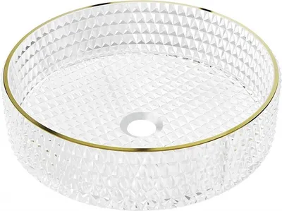 Obrázek produktu pro Mexen Aura skleněné umyvadlo na desku 39 x 39 cm, průhledné/Zlatá- 24013905