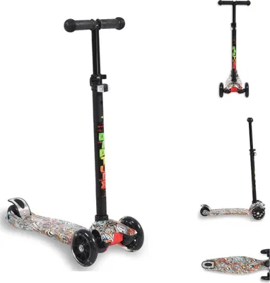 Produktbild von Byox Kinderroller Scooter Rapture aus Alu, Wassertransferdruck, PolyurethanLeuchträder in türkis