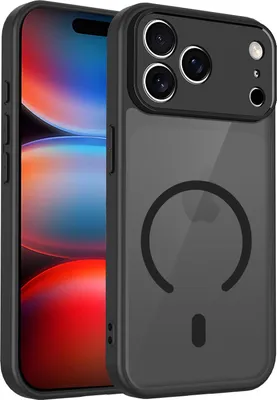 Produktbild von Magnetisch Hülle für iPhone 17 Pro Max, Handyhülle Transluzente Hart PC Rückseite TPU Stoßfest Schutzhülle Schwarz