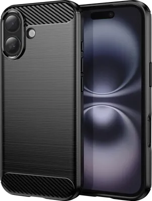Produktbild von Avizar, Carbon-Look Hülle iPhone 17 gebürstete Struktur Silikon, Schwarz