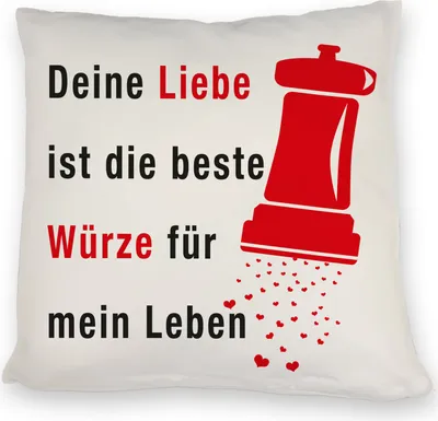 Produktbild von Herz-Kissen mit Spruch für Romantiker