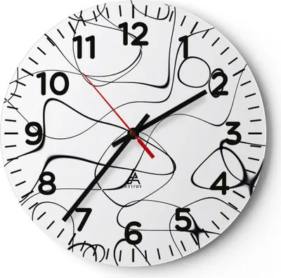 Produktbild von Wanduhr - Rund - Glasuhr - Linie nichts Muster - 30x30cm - Schleichendes Uhrwerk - Lautlos - zum Aufhängen bereit - Dekoration Modern - Wanddekoration aus Glas - C4AR30x30-5054