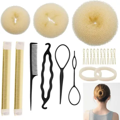 Produktbild von Haarset 21-teilig, Donut Haarstyling, verschiedene Größen, für Dutt und Hochsteckfrisuren