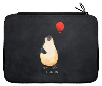 Produktbild von Mr. & Mrs. Panda Federtasche Pinguin Luftballon - Kreidetafel - Geschenk, Etui, Geschenkidee, Liebe, Stiftemappe, Federmäppchen, Neustart, Jahrmarkt, Bleistiftetui