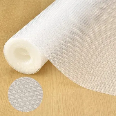 Productafbeelding van Ibenzoa® Antislip ladeonderlegger, transparant, 45 x 500 cm, EVA – geschikt voor contact met voedingsmiddelen, BPA-vrij, geurloos, op maat te snijden voor laden, planken en koelkasten