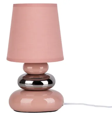 Produktbild von Tischleuchten - Keramik Tischleuchte "STONEY" rosa, Tischlampe im Retro Style, aus Keramik in rosé/lachs, 31 cm hoch, Ø 16 cm, E14-Fassung – Schnurschalter