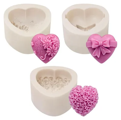 Immagine prodotto di Set di 3 stampi in silicone a forma di cuore per torte, cioccolatini e saponi