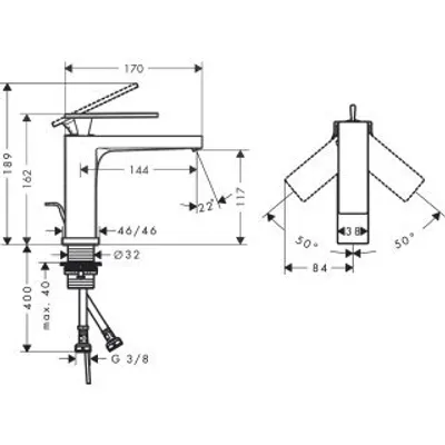 Zdjęcie produktu dla hansgrohe Tecturis E jednouchwytowa bateria umywalkowa 110, wysięg 144 mm, z wyciąganym odpływem, EcoSmart+, 73010700