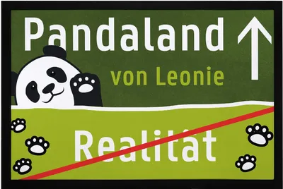 Produktbild von Fußmatte Kinderzimmer personalisiert Panda-Land von und eigener Name Türvorleger Kind rutschfest & waschbar SpecialMe® weiß 60x40cm