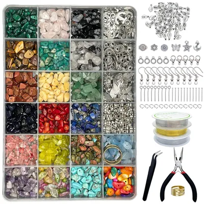 Edelsteinkralen-Set, 1073 Stück, 24 Farben, 5-7 mm, DIY-Schmuck