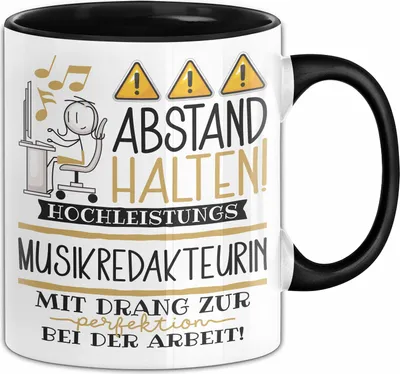 Produktbild von Musikredakteurin Tasse Geschenk Lustig Abstand Halten Hochleistungs-Musikredakteurin Mit Drang Zur Perfektion Bei Der Arbeit (Schwarz)