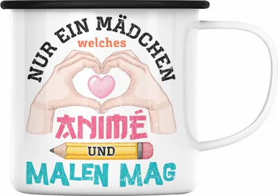 Produktbild von Trendation -  Anime Emaille Tasse Geschenk Spruch Emaille Emaille Tasse Geschenke Deko Anme Fan Spruch (Schwarz)